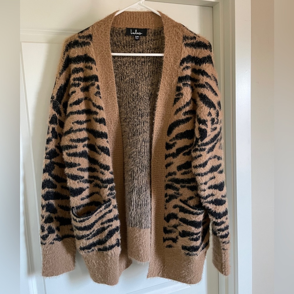 Lulu’s fuzzy tiger striped sweater - S/M - worn once